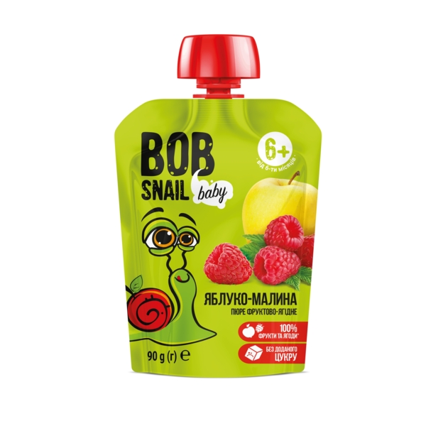 Пюре фруктовое Bob Snail Яблоко-малина, гомогенизированное, 90 г - Pampik