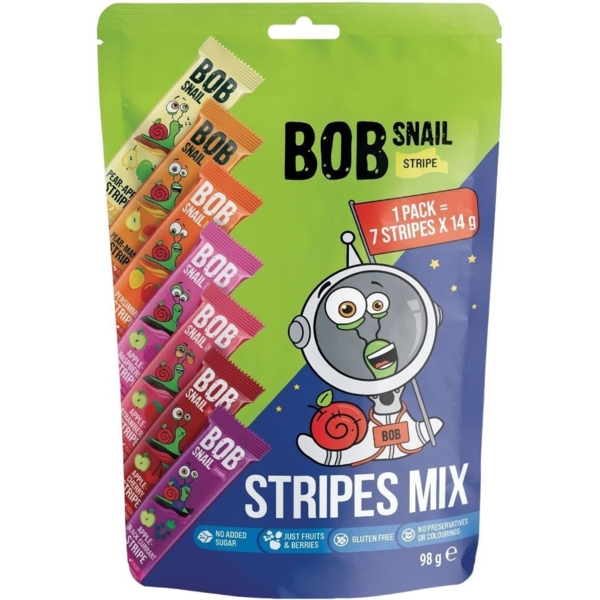 Натуральные конфеты Bob Snail Stripes Mix, 98 г - Pampik