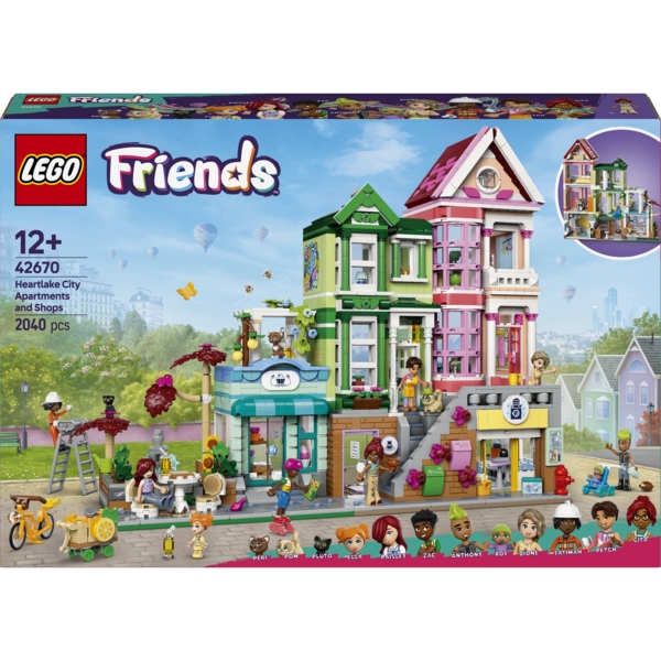 Конструктор LEGO Friends Хартлейк-Сіті. Квартири та крамниці, 2040 деталей (42670) - Pampik