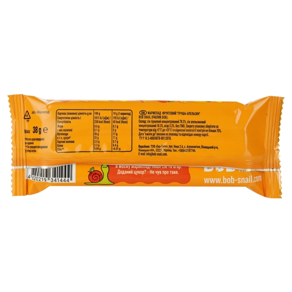 Натуральный мармелад Bob Snail Груша-Апельсин, 38 г - Pampik - 2