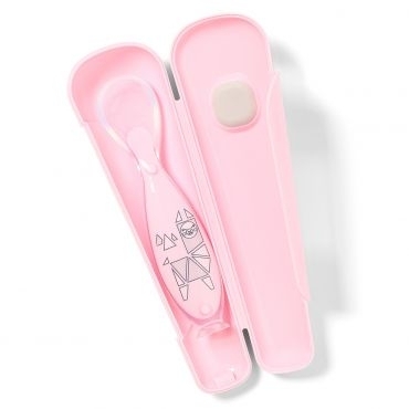 Ложка силиконовая BabyOno, с присоской, в футляре, розовый (1461/01) - Pampik - 2