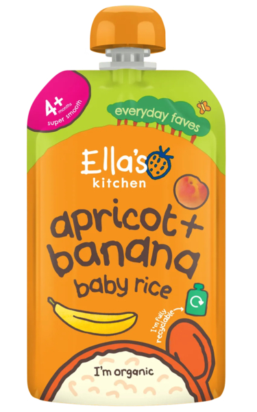 Пюре Ella's kitchen Абрикос, банан та рис, 120 г - Pampik