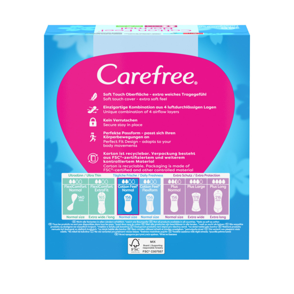 Прокладки жіночі гігієнічні щоденні Carefree® М'якість бавовни з Алое, 56 шт. - Pampik - 2