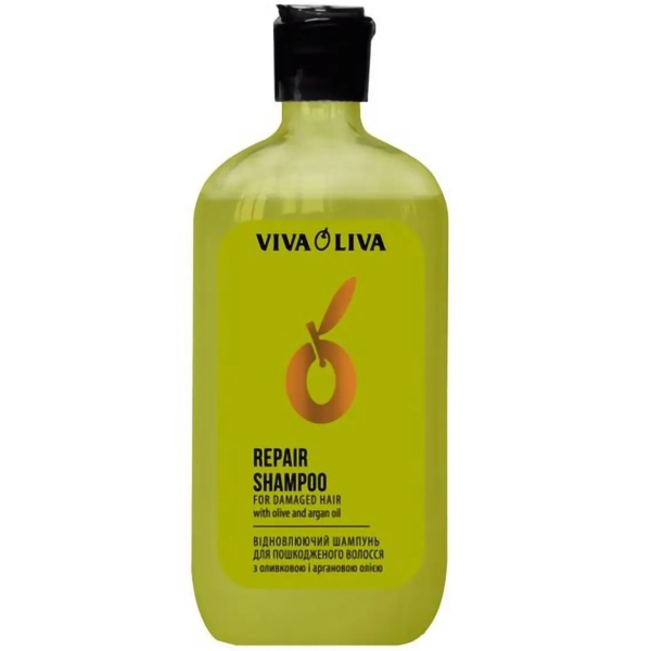 Відновлювальний шампунь Viva Oliva Оливкова та арганова олія, для пошкодженого волосся, 400 мл - Pampik
