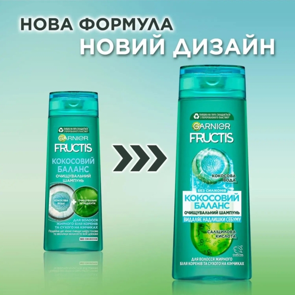Шампунь Garnier Fructis Баланс зволоження для волосся жирного біля коренів і сухого на кінчиках, 400 мл - Pampik - 4