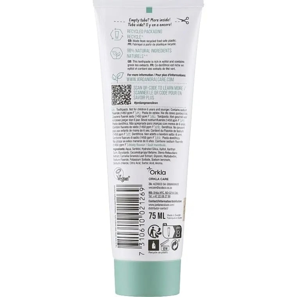 Зубна паста Jordan Green Clean Cavity Protect, 75 мл - Pampik - 2