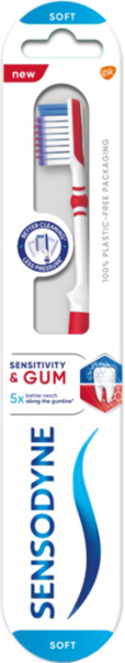 Зубна щітка Sensodyne Чутливість зубів та захист ясен, м'яка, білий з синім - Pampik