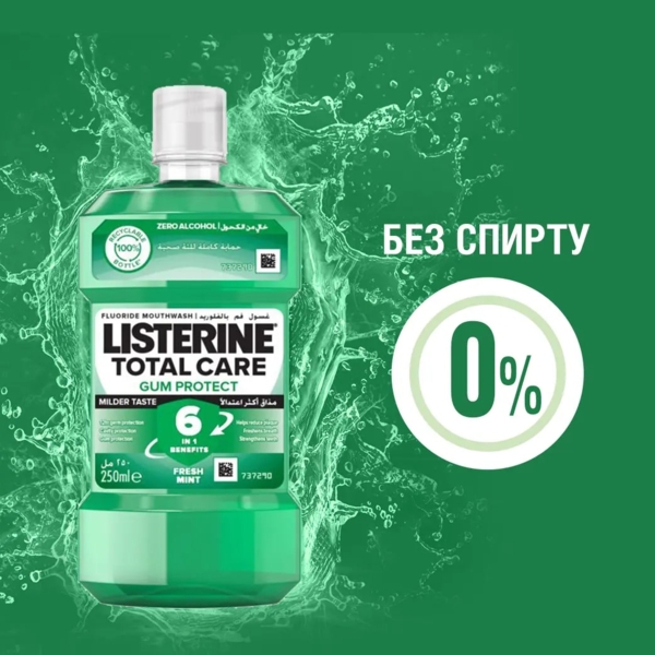 Ополіскувач для ротової порожнини Listerine Total Care Захист ясен 6 в 1, 250 мл - Pampik - 10