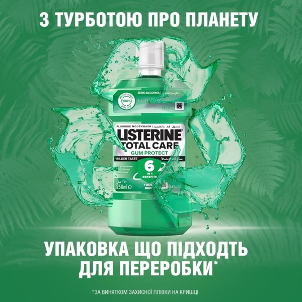 Ополіскувач для ротової порожнини Listerine Total Care Захист ясен 6 в 1, 250 мл - Pampik - 6