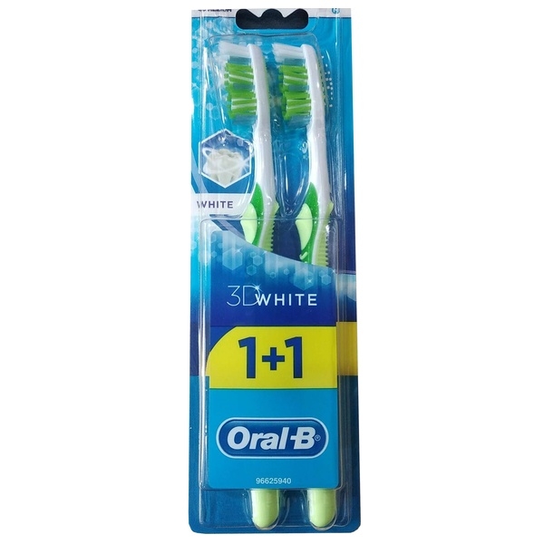 Зубна щітка Oral-B 3D White Відбілювання, середня жорсткість, салатовий, 2 шт. - Pampik