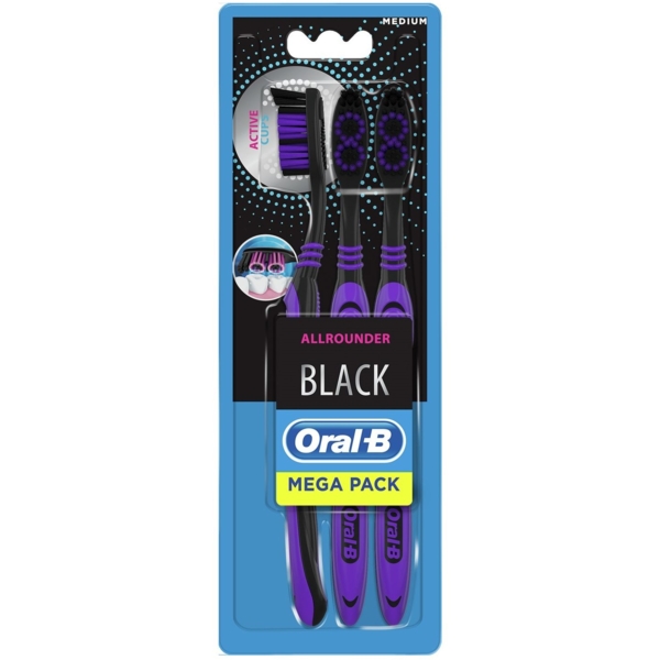 Зубная щетка Oral-B Black 40 Всесторонняя чистка Medium, 3 шт. - Pampik