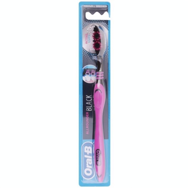 Зубная щетка Oral-B Black Medium Всесторонняя чистка, средняя жесткость, черный с фиолетовым - Pampik - 2