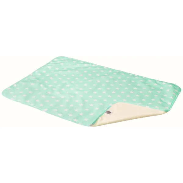 Багаторазова непромокальна пелюшка Еко Пупс Eco Cotton Зірки, 90х65 см, м'ятний з білим (EPG10N-6590zk) - Pampik