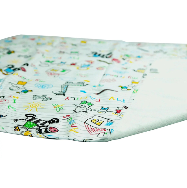 Багаторазова непромокальна пелюшка Еко Пупс Eco Cotton My Family, 90х65 см, білий (EPG10N-6590mf) - Pampik - 3