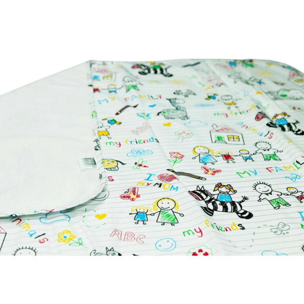 Багаторазова непромокальна пелюшка Еко Пупс Eco Cotton My Family, 90х65 см, білий (EPG10N-6590mf) - Pampik - 2