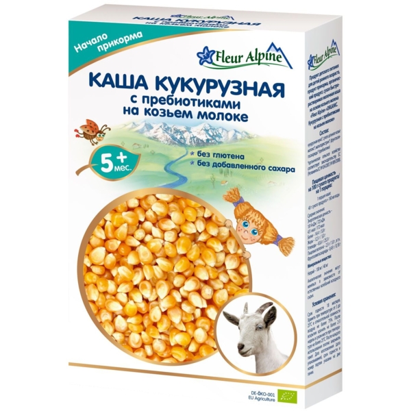 Каша на козячому молоці Fleur Alpine Organic Кукурудзяна, 200 г - Pampik