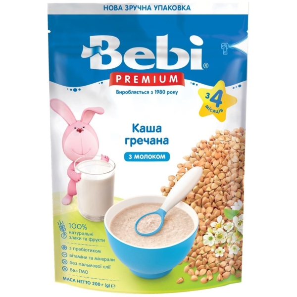 Молочна каша Bebi Premium Гречана, 200 г - Pampik