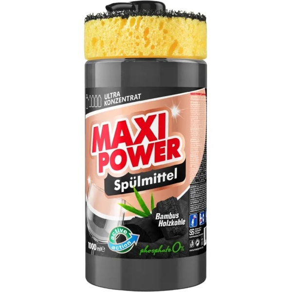 Засіб для миття посуду Maxi Power Чорне вугілля, 1 л - Pampik