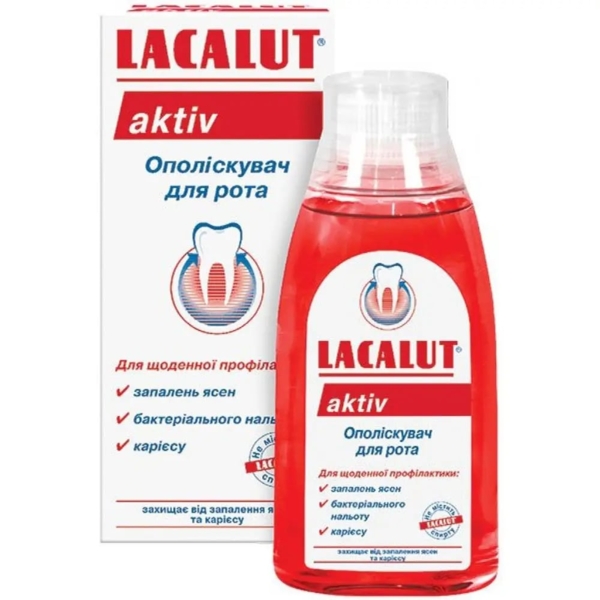 Ополіскувач для порожнини рота Lacalut Activ, 300 мл - Pampik