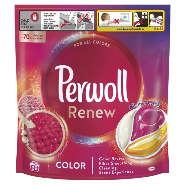 Капсулы для деликатной стирки Perwoll Renew для цветных вещей, 32 шт. - Pampik