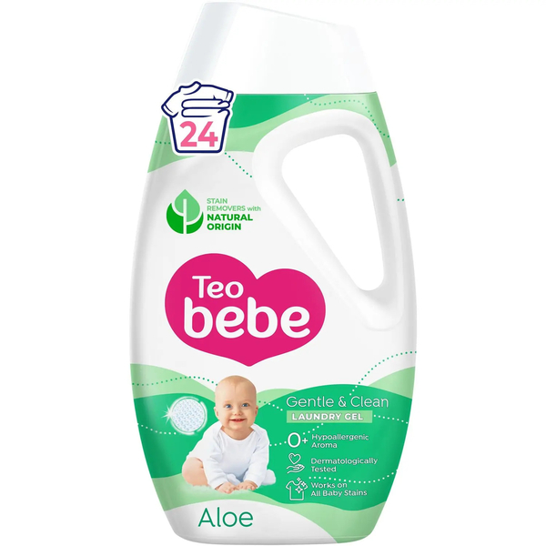 Рідкий засіб для прання Teo Bebe Gentle & Clean Aloe дитячий, 1.08 л - Pampik