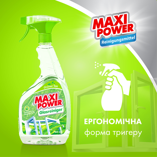 Засіб для миття скла Maxi Power Зелений чай, 740 мл - Pampik - 4