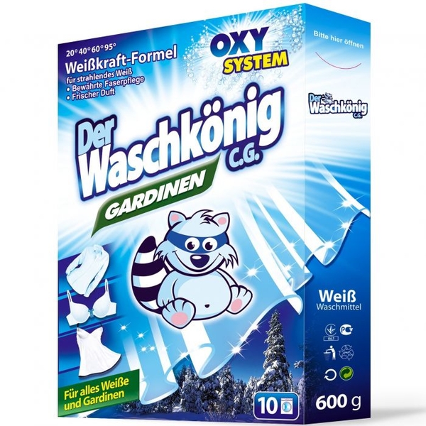 Пральний порошок Der Waschkonig Gardinen, для прання гардин, 600 г - Pampik