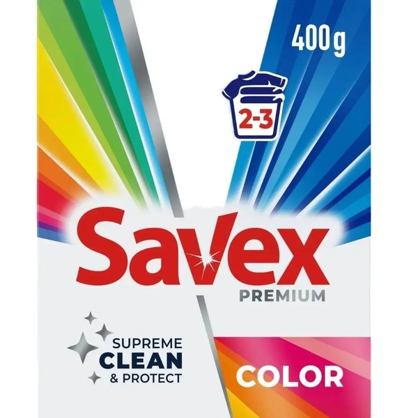 Стиральный порошок Savex 2 в 1 Color с кондиционером, 400 г - Pampik