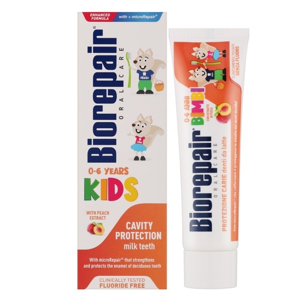 Детская зубная паста Biorepair Веселый мышонок, персик, 0-6 лет, 50 мл - Pampik