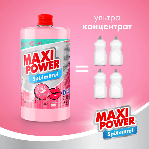 Средство для мытья посуды Maxi Power Бабл Гам, запаска, 1 л - Pampik - 3