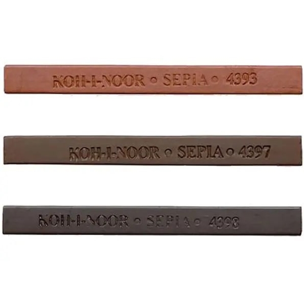 Набор художественных грифелей Koh-i-Noor Sepia Blocks 7х7х70 мм, 3 цвета, 6 шт. (4392) - Pampik - 2