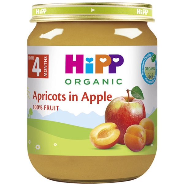 Органічне фруктове пюре HiPP Абрикос-Яблуко, 125 г - Pampik