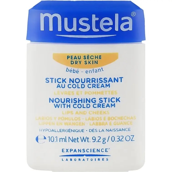 Питательный стик для губ и лица Mustela Bebe Nourishing Stick With Cold Cream, 9.2 г - Pampik