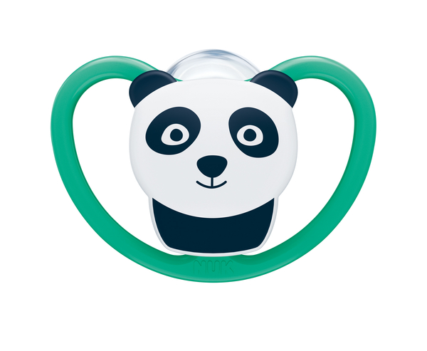 Пустушка силіконова NUK Space Панда, ортодонтична, 6-18 міс, зелений (3952491) - Pampik