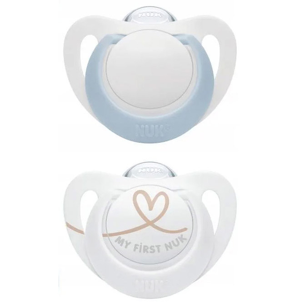 Пустышка для мальчика Nuk Star р 0-2, ортодонтическая, силиконовая, в блистере, 2 шт. (3952441) - Pampik