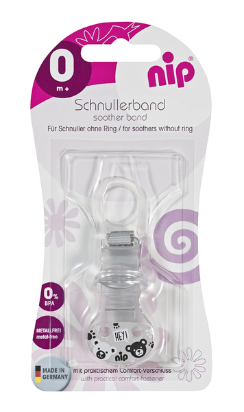 Тримач для пустушки Nip, з кільцем, сірий (37001) - Pampik - 2