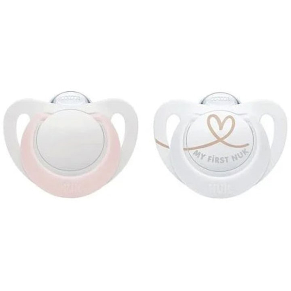 Пустышка для девочки Nuk Star р. 0-2, ортодонтическая, силиконовая, в блистере, 2 шт. (3952440) - Pampik