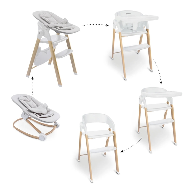 Стульчик для кормления BabyGO Levels 5 в 1, белый (51011) - Pampik - 9