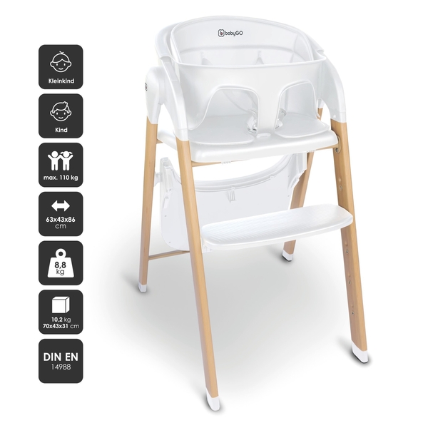 Стульчик для кормления BabyGO Levels 5 в 1, белый (51011) - Pampik - 6