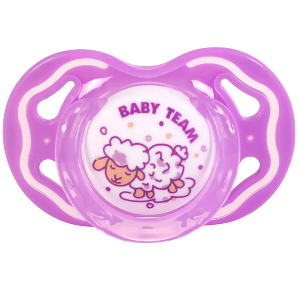 Пустушка силіконова Baby Team, класична, 6+ міс., фіолетовий (3014) - Pampik