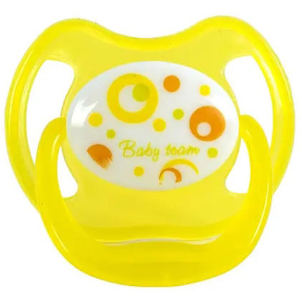 Пустушка латексна Baby Team, класична, 0+ міс., жовтий (3220_желтий) - Pampik