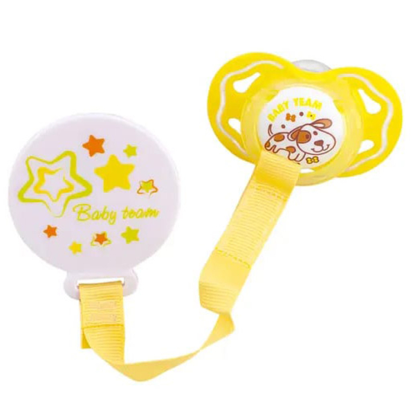 Цепочка для пустышки Baby Team Джунгли, желтый (3331) - Pampik