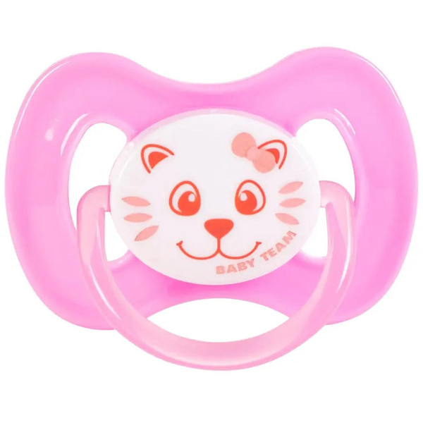 Пустушка силіконова Baby Team, класична, 0-6 міс., рожевий (3007) - Pampik