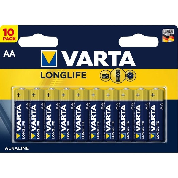 Батарейки Varta Longlife AA Bli Alkaline, 10 шт. (4106101461) - Pampik - 3