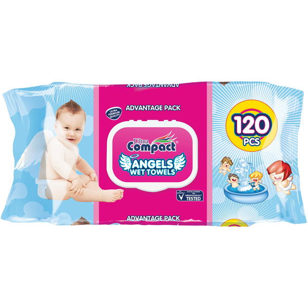 Вологі серветки Ultra Compact Angels Baby, 120 шт. - Pampik
