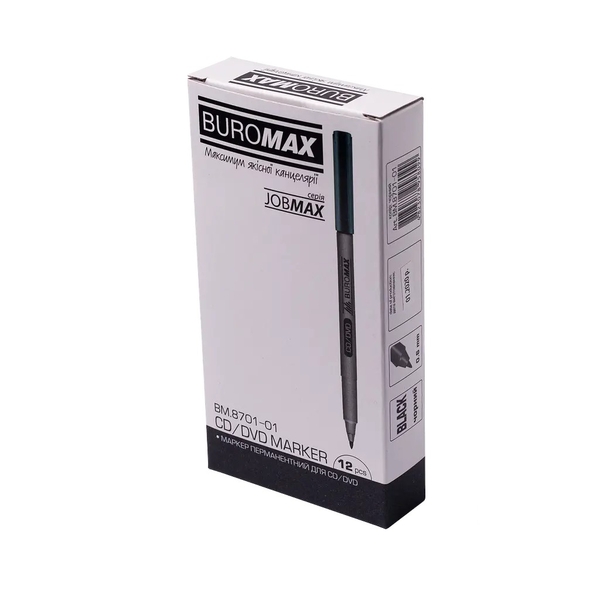 Маркер Buromax Jobmax водостійкий, 0.6 мм, чорний (BM.8701-01) - Pampik - 3