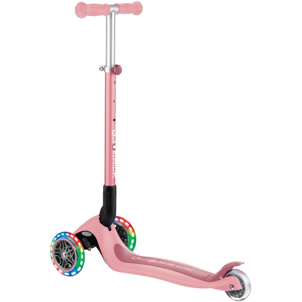 Самокат Globber Primo Foldable Lights, пастельно-розовый (432-211-3) - Pampik