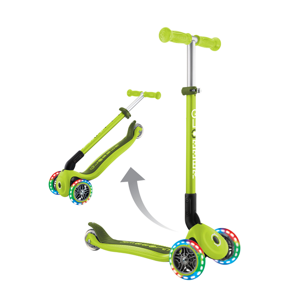 Самокат Globber Primo Foldable Lights, зелений (432-106-3) - Pampik - 6
