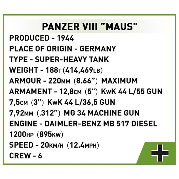 Конструктор Cobi Танк Maus, 1:28, 1605 деталей (COBI-2559) - Pampik - 11