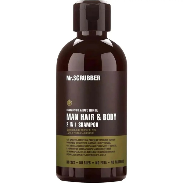 Шампунь для волосся і тіла Mr.Scrubber Man Hair & Body 2 in 1, 250 мл - Pampik